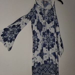 Blue and white dress